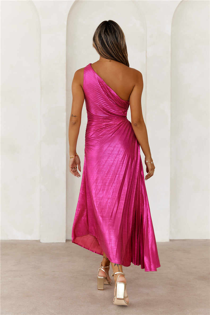 Sapphire Soirée One Shoulder Maxi Dress Fuchsia