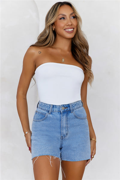 HELLO MOLLY  Longline Strapless Bandeau Top White