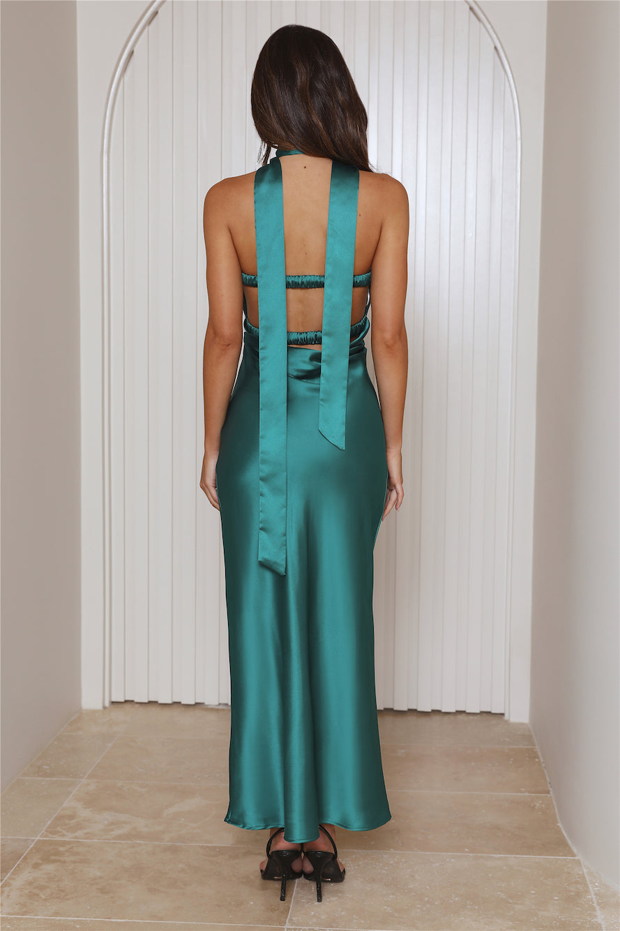 Trend Lover Satin Maxi Dress Emerald