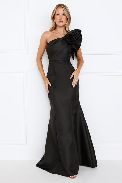 Ava One Shoulder Maxi Dress Black