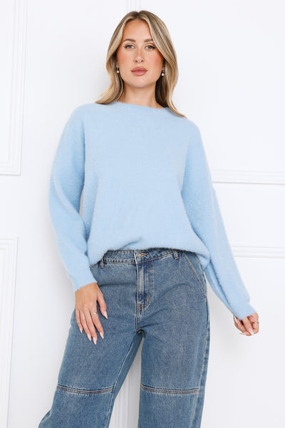 Winter Escape Knit Sweater Blue