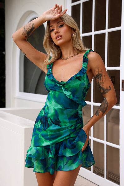 RUNAWAY Romelly Mini Dress Calista Green