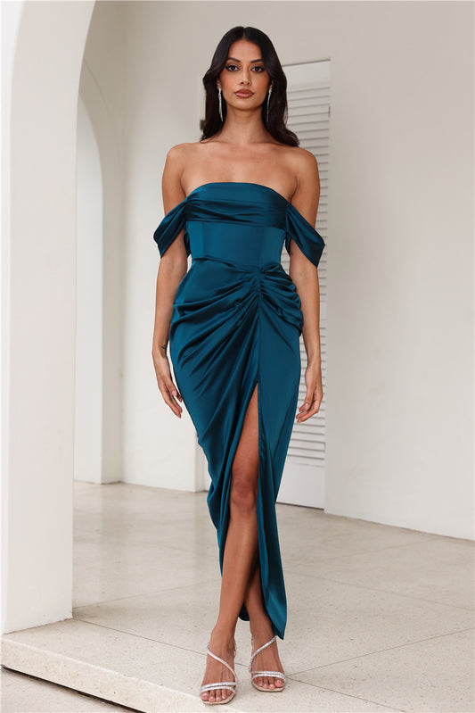 DEAR EMILIA Be Seen Midi Dress Teal