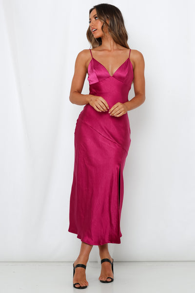 Asking For A Friend Midi Dress Fuchsia