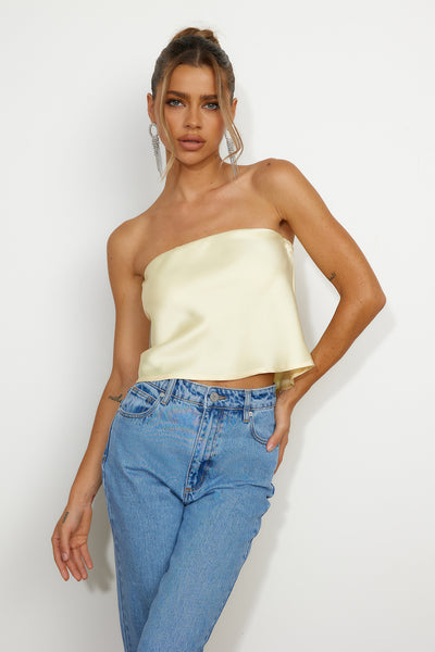 Fresh Style Satin Top Yellow