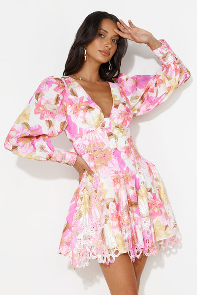 Fine Dining Brunch Mini Dress Pink