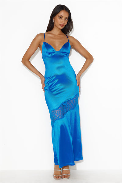 Formal Retreat Satin Maxi Dress Blue