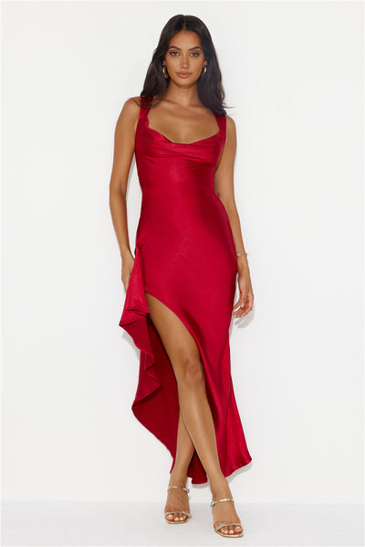 Flashy Sorièe Satin Maxi Dress Red