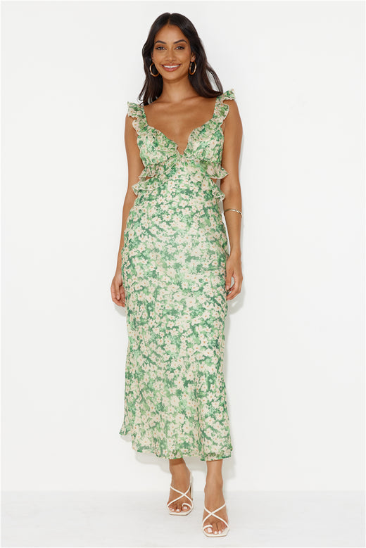 Hours Of Joy Maxi Dress Green