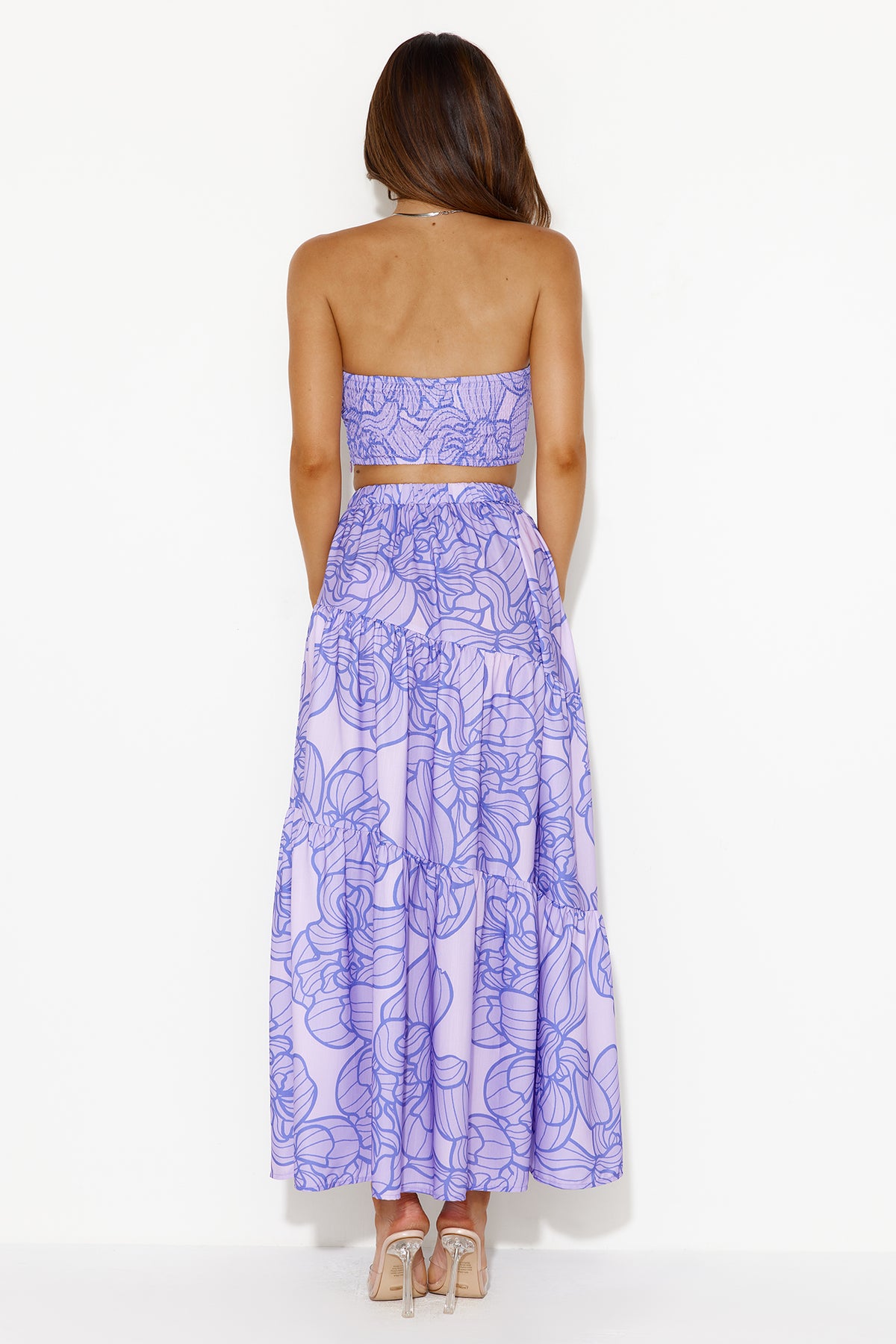 Swirls Surrounding Me Strapless Crop Top Purple