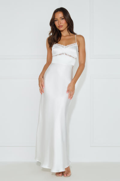 Nobody But You Satin Maxi Dress White