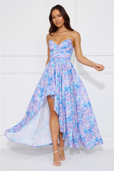 Moments Await Strapless Maxi Dress Lilac