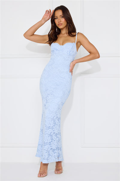 Soft Sweet Lace Maxi Dress Blue