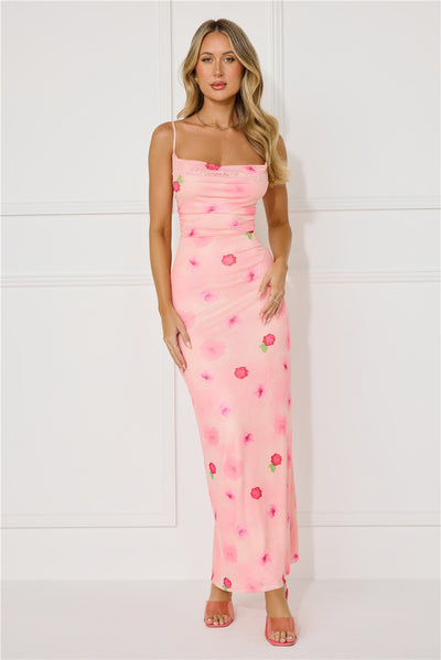 Musical Dream Mesh Maxi Dress Pink