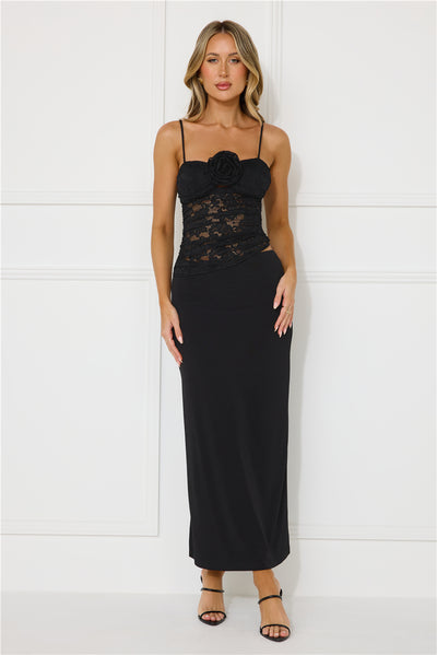 Stylish Luxury Lace Maxi Dress Black