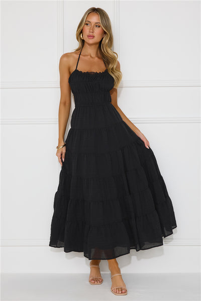 Beauty Retreat Halter Maxi Dress Black