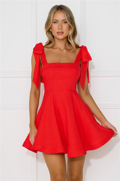 Beach Picnic Mini Dress Red