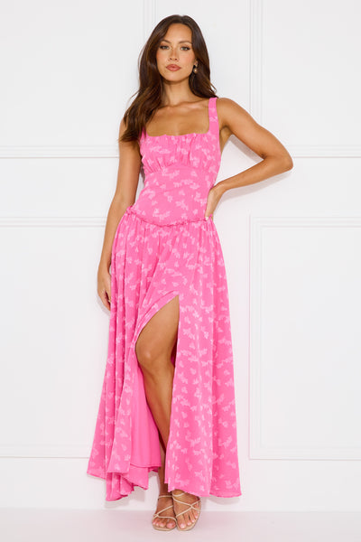 Sleek Delight Maxi Dress Pink