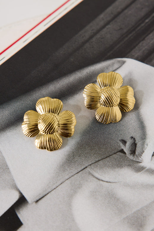 18k Gold Plated Lush Floral Earrings Gold