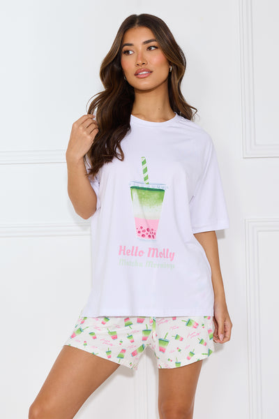 Matcha Mornings Pyjama Tee White