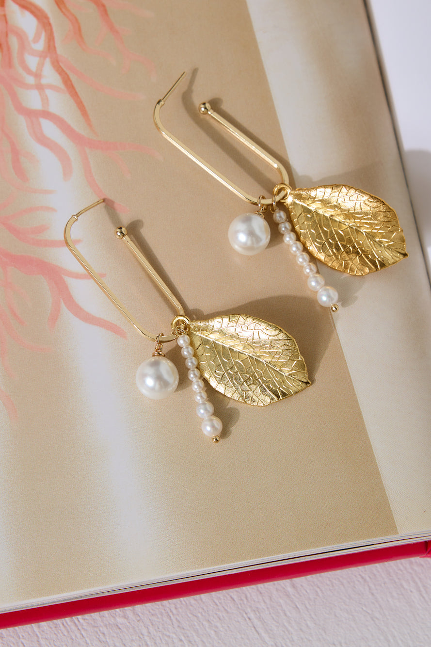 18k Gold Plated Sage Freshwater Pearl Earrings Gold