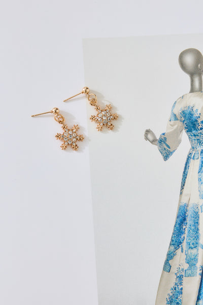 Snow Falling Earrings Gold