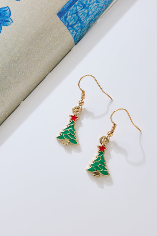 Christmas Tree Earrings Gold