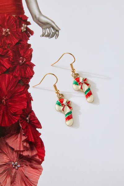 Candy Cane Earrings Gold