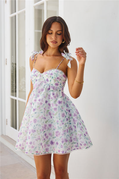 Dainty Petals Mini Dress Purple