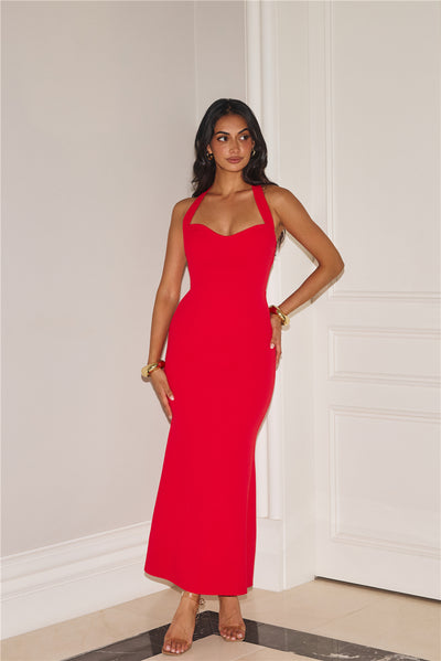 Flickers Of Fantasy Halter Maxi Dress Red