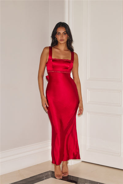 Electric Energy Satin Maxi Dress Red