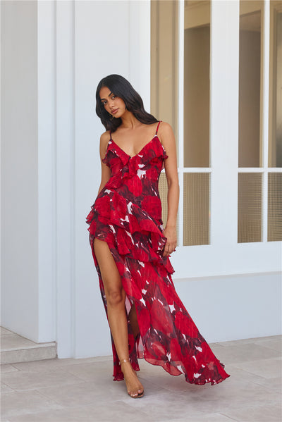 Saffron Breeze Maxi Dress Red