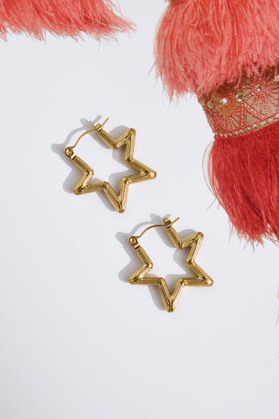 18k Gold Plated Shimmer Star Earrings Gold