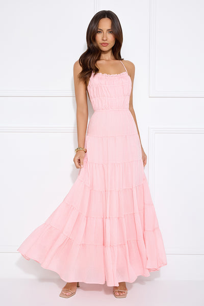 Make Up Halter Maxi Dress Pink