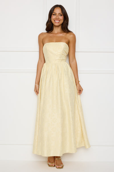 Dancing In Magic Strapless Maxi Dress Yellow