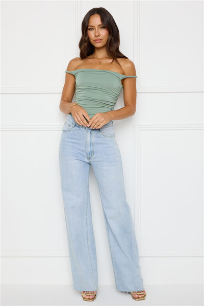 Key Piece Off Shoulder Top Sage