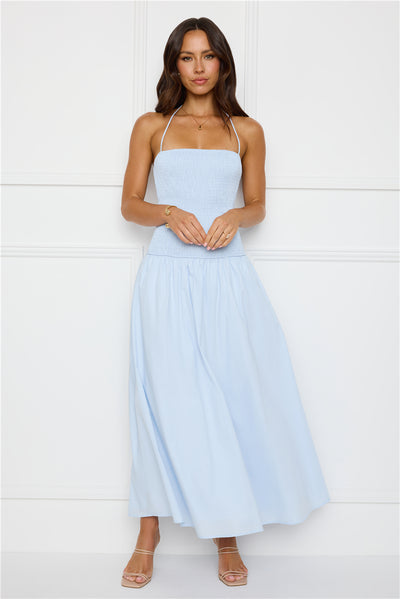 Unmatched Energy Halter Maxi Dress Blue