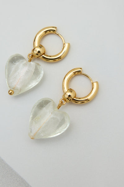 18k Gold Plated Glass Castle Earrings Glass