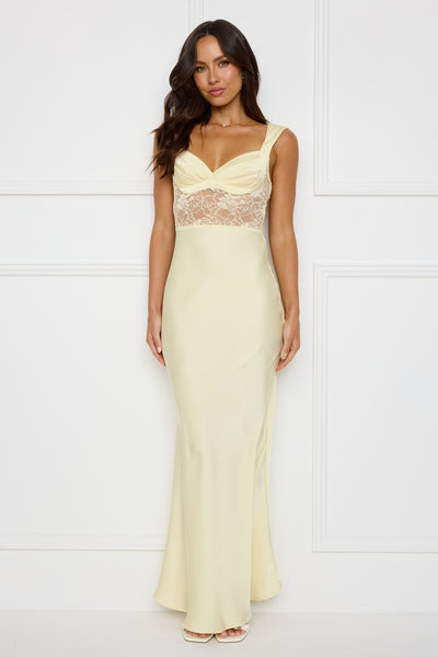 Afterparty Edit Satin Maxi Dress Yellow