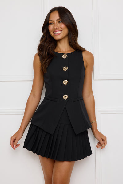 Parisian Poise Tailored Top Black