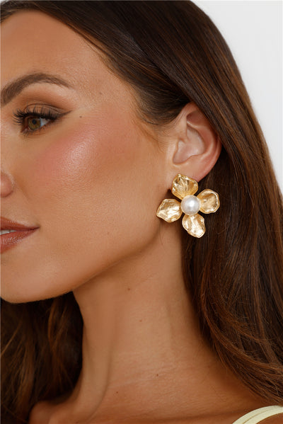 18k Gold Plated Lover Flower Earrings Gold