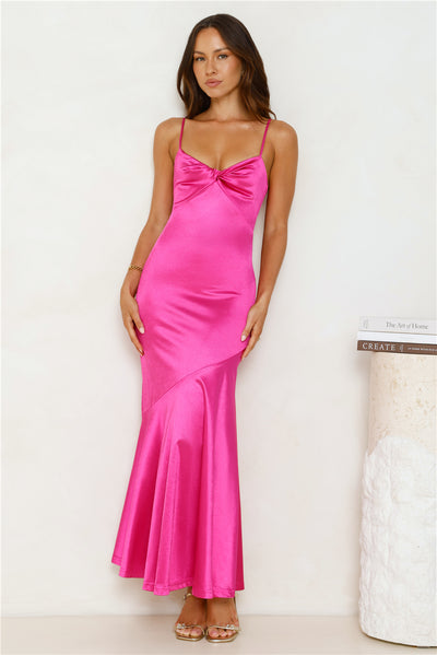 Love To Mesmerise Satin Maxi Dress Pink