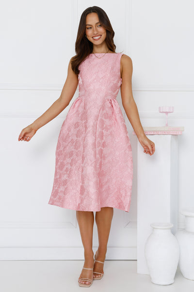 All Things Girly Midi Dress Pink