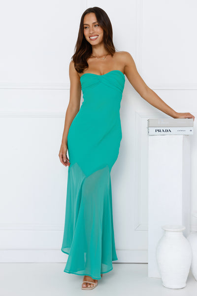 Luxe Leisure Strapless Maxi Dress Green