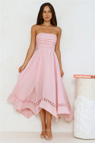 Clarissa Strapless Midi Dress Pink