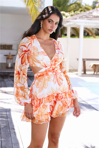 Juicy Clementine Long Sleeve Mini Dress Orange