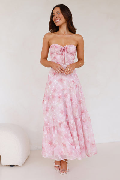 Queen Scenes Strapless Maxi Dress Pink