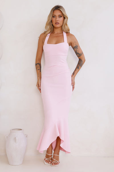 Good Conversation Halter Maxi Dress Pink