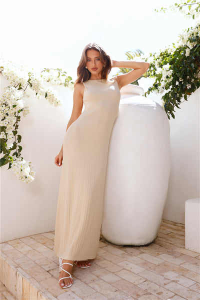 Sahara Sunset Ribbed Maxi Dress Beige