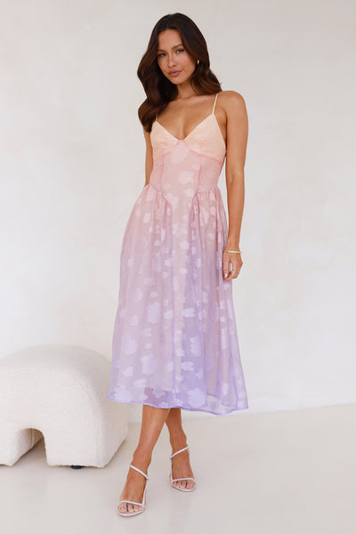 Ethereal Sunset Midi Dress Purple